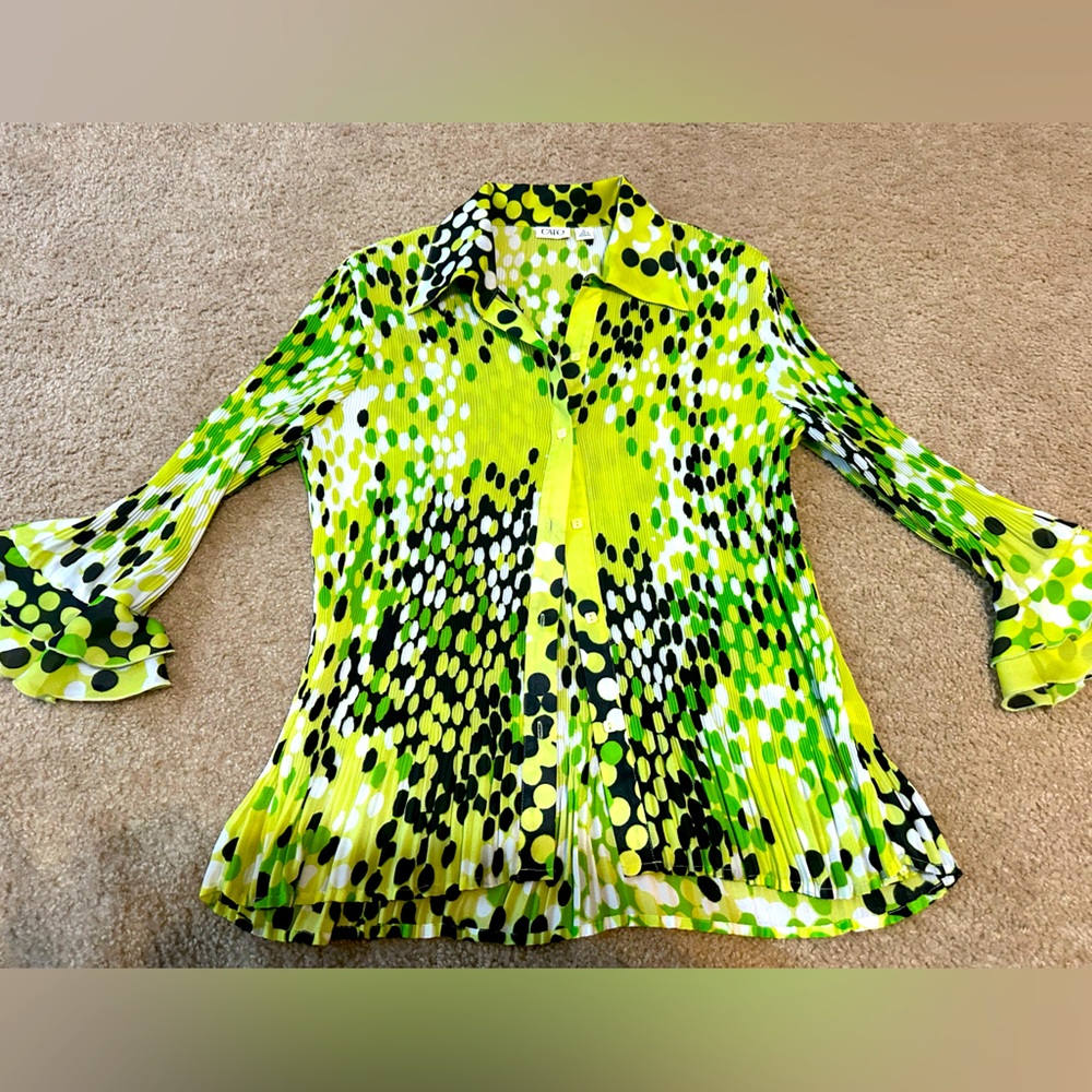 XL lime green ruffled top